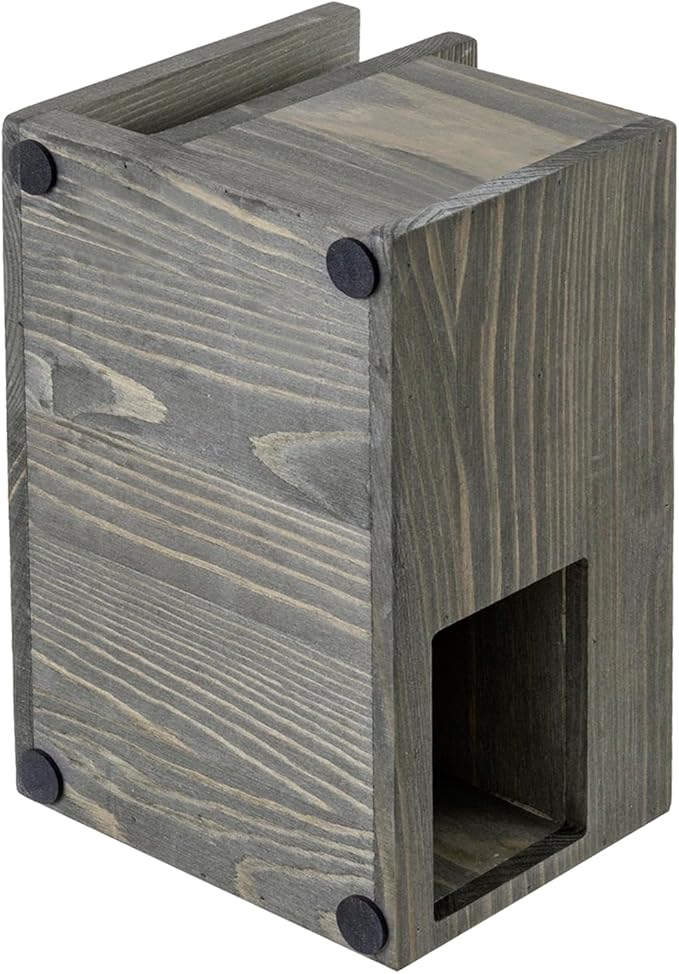MyGift Vintage Weathered Gray Solid Wood Desktop Organizer – Mail Slot, 2 Pen Holders, Sticky Note Storage, Supplies Tray, Office Desk Caddy