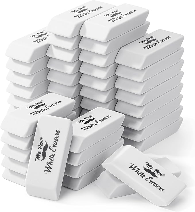 Mr. Pen- White Pencil Eraser, 36 Pack, Large Latex Free Block Erasers Bulk for School, Office, Art Sketching, Homework, Exams, Clean Smudge-Free Correction
