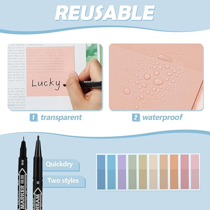 Jutom 39 Pcs Aesthetic Book Annotation Kit Highlighter with Pencil Case Bag Gel Pen Transparent Sticky Note Taking Bible Study College School Supplies(Purple,Cute Style)