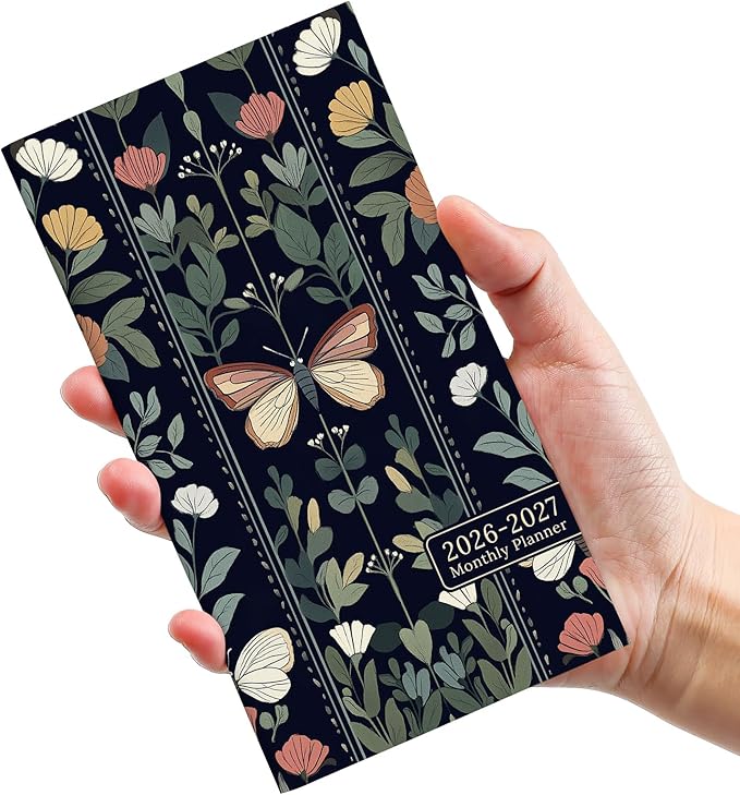 Pocket Calendar 2026-2027 for Purse, Two Year Monthly Planner Pocket Size, Jan 2026 to Dec 2027 Monthly Planner Small Size (6.5" x 3.5") - Butterfly Tapestry