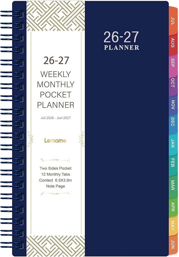 2026-2027 Pocket Calendar/Planner - 2026-2027 Weekly & Monthly Pocket Planner for Purse, Jul. 2026 - Jun. 2027, 6.8" x 4.1", Strong Twin - Wire Binding, Plastic Cover