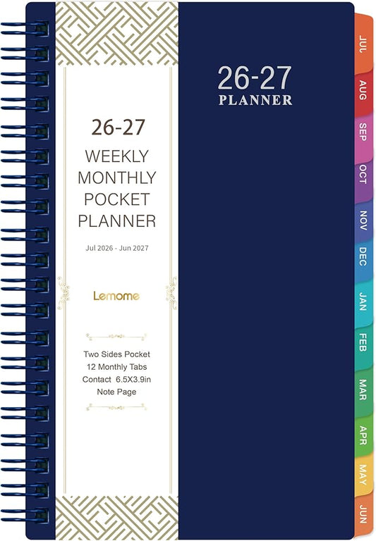2026-2027 Pocket Calendar/Planner - 2026-2027 Weekly & Monthly Pocket Planner for Purse, Jul. 2026 - Jun. 2027, 6.8" x 4.1", Strong Twin - Wire Binding, Plastic Cover