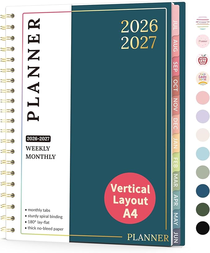 Teacher Planner 2026-2027, Forvencer Academic Planner 2026-2027, Jul 2026 - Jun 2027, 8.5"x11", Weekly & Monthly Planning Book with 7 Periods, School Agenda for Teacher Student, A4, Navy Blue