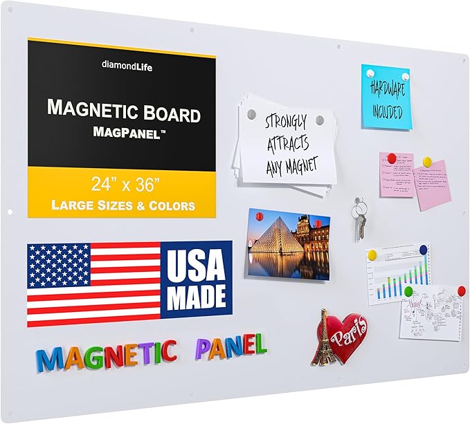 24"" x36 - Magnetic Board - Memo & Vision Board for Home, Office, and Classroom - Magnet Board for Kids - Pre-drilled Mounting Screws Included