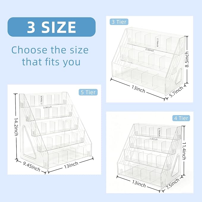 4-Tier Clear Acrylic Pen Holder for Desk, 20 Compartments Marker Storage Organizer, Space-Saving Vertical Stationery Rack for Art Supplies, High-Capacity Desktop Office Storage