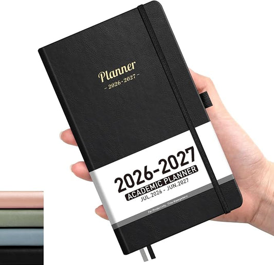 AHGXG Pocket Calendar 2026-2027, July 2026 - June 2027, Academic Planner, Weekly and Monthly, Small Size for Purse, Hardcover, 12-Month Tabs, for Women, School, 3.9"X 6.7" (Black)