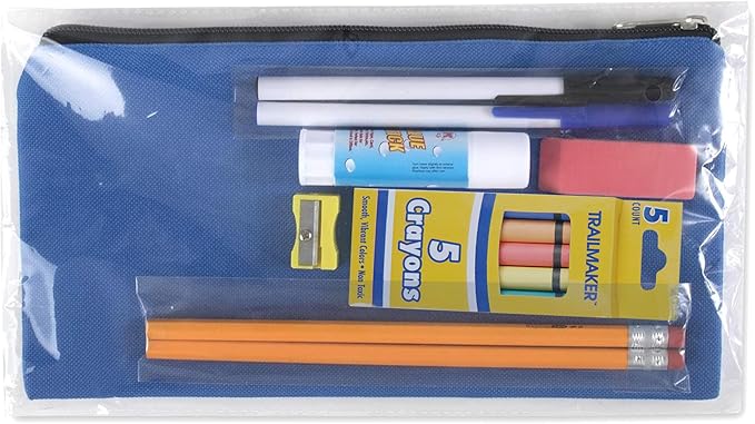 Trail maker 48 Pack Bulk Pencil Case with Supplies Included for Kids, Classrooms - Individually Packaged for Donation | Bulk School Supply Kits for Kids Kindergarten, K-6 Back to School Supplies