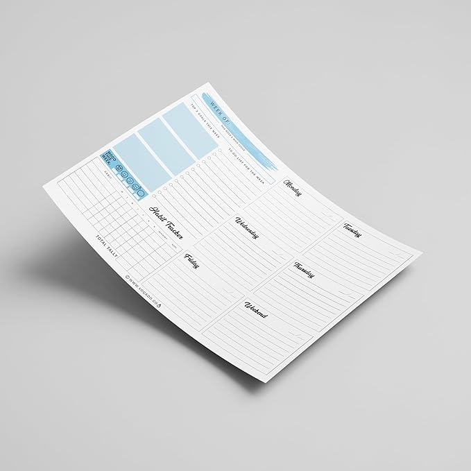 Weekly Planner Pad Tear Off (Magnetic) Full Year Productivity Planner, 50 Undated Sheets for Daily Schedule, To-Do Lists, Habit Tracking, Academic Planning, and Work Agenda (8.5 x 11 Inches, Blue)