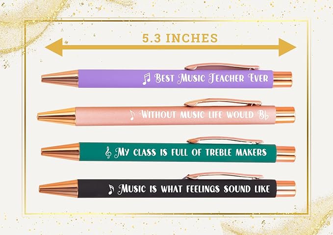 InnoBeta Music Teacher Gifts for Women, Ballpoint Pen Set of 4, Funny Gifts in Teacher Appreciation Day, Birthday, Christmas - Best
