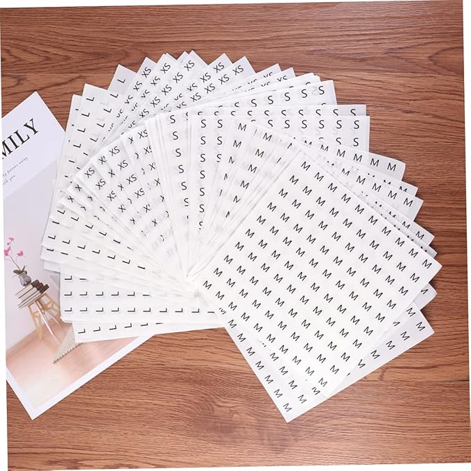 1000pc Clothing Labels Stickers Round White Bottom Stickers Xs s for Clothes Shoes and Hats Easy to Use and Identify for Merchants and Manufacturers