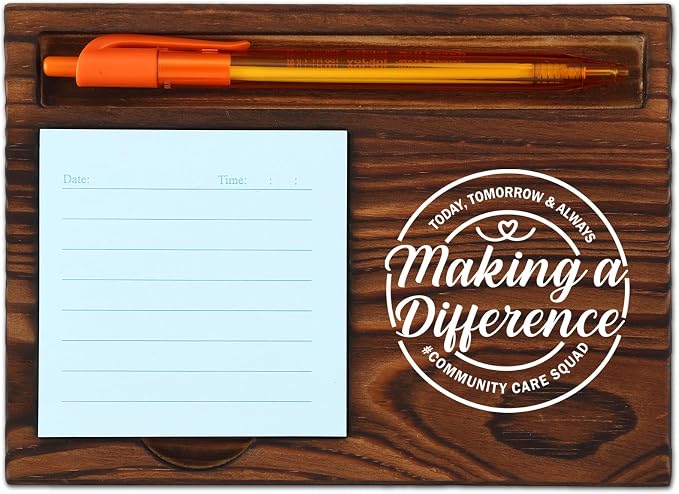 Community Care Squad Making a Difference Gift for Social Workers, Caregivers Healthcare Professionals, Functional Desk Organizer, Work Desk Retro Note Pad Holder SDZ315