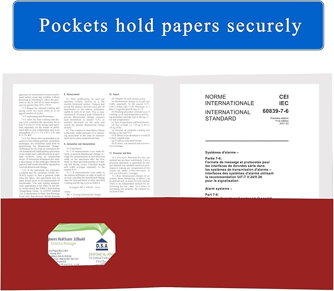 Zzrywuty 100 Packs Red Paper Folders with Pockets for Students,Businessmen and Office Workers,Letter Size,Two Pocket Folders with Card Slot for Office,Business,School Supplies