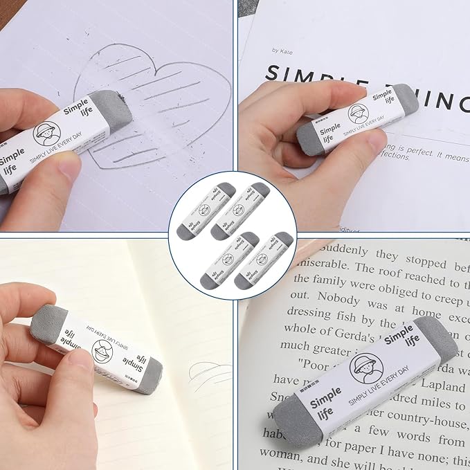 4 PCS Ink Eraser, Double Head Sand Eraser Portable Use Correction Frosted Erasers for Pens Matte Pen Erasers Remove Marking Home School Office Ballpoint Pencils Stationery Supplies