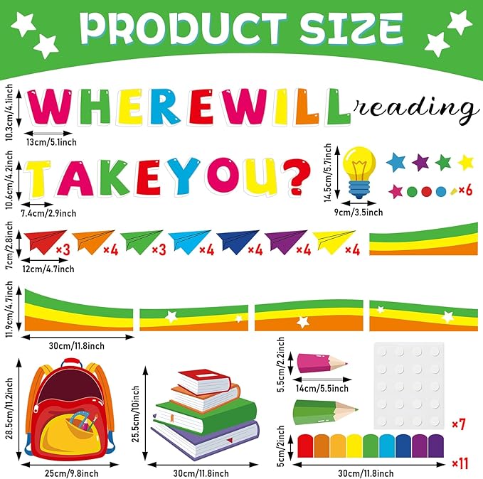 gisgfim Reading Bulletin Board Decorations Set Back to School Paper Plane Classroom Cutouts Colorful Airplane Motivational Read Theme Bulletin Board Decor for Library Office Home Door Chalkboard Wall