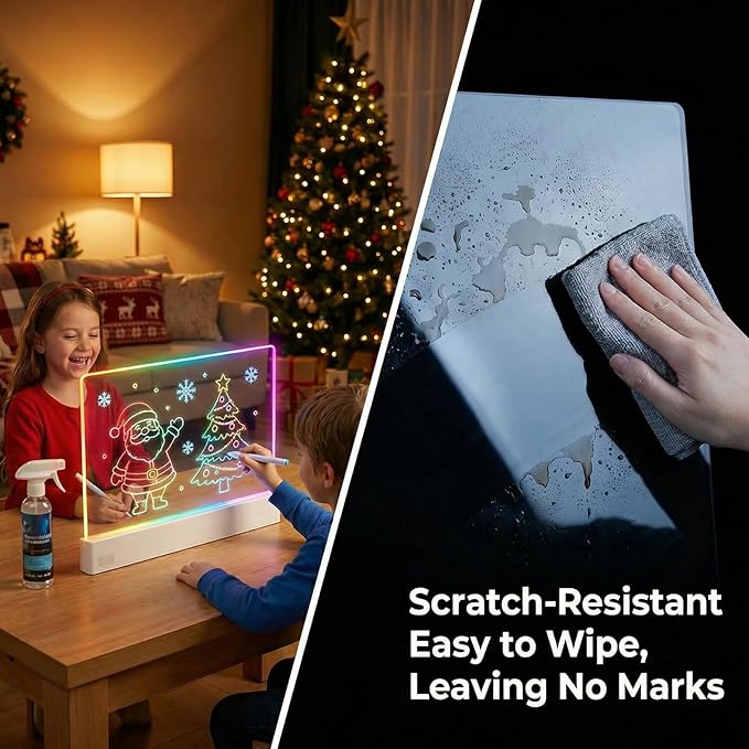 LED Drawing Board with Highlighters, 13.18"X10" Doodle Glow Drawing Board with 3 Modes & 5 Colors, 8 Colored Pen Neon Light Up Writing Tablet Gifts for Kids, Girls, Birthday, Mom Gifts (8 Pen)