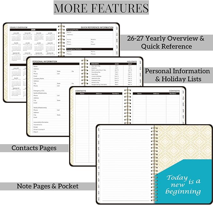 2026 Planner for Women Men,Monthly and Weekly Agenda Calendar Planner,Jan 2026 to Dec 2026,A5 (6.3" x 8.5"),Hard Cover Teacher Student Daily Planning Book with Tabs for Office School Home Work,Black