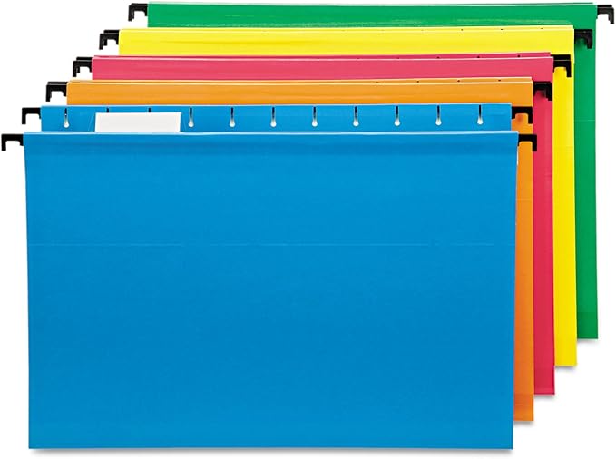 Pendaflex SureHook Reinforced Hanging Folders, Legal Size, Assorted Colors, 1/5 Cut, 20/BX (6153 1/5 Asst)