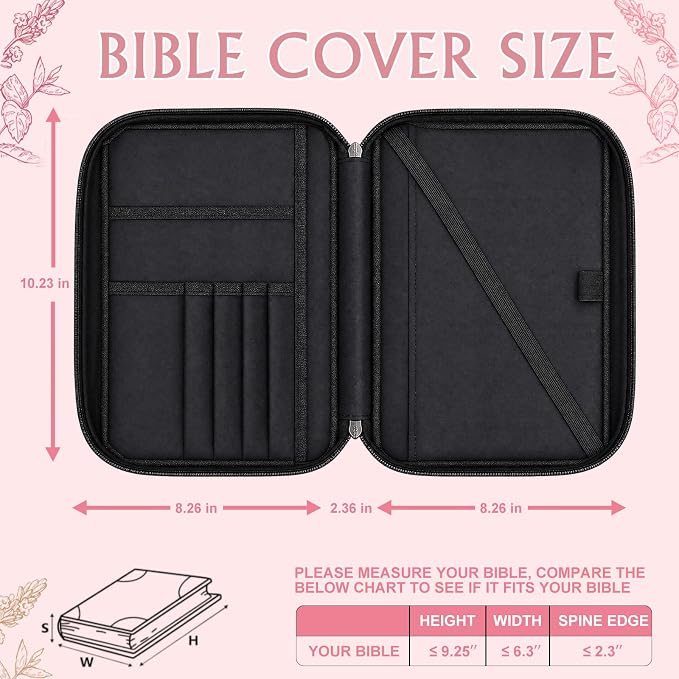 Bible Cover Case for Women, Durable Bibles Bags for Women with Handles, All-in-One Bible Journaling Kit, Perfect Bible Study Kit and Bibles Study Supplies for Christian Women