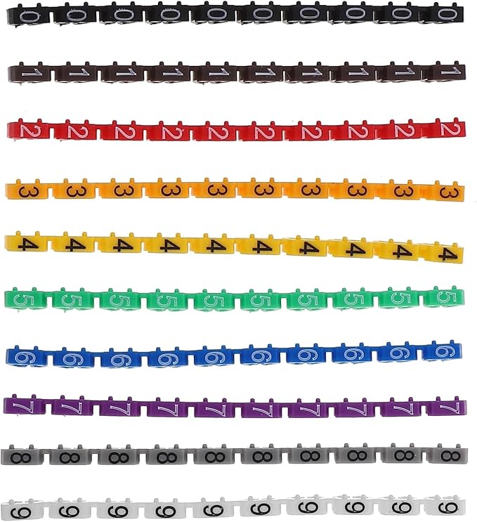Labels Cable Labels 150 Pcs Electrical Sticker Wire Number Label Multicolor Cable Markers Labeler Electric 0- Tie Clip-on Self- Adhesive Electric(0.72x0.60x0.30cm)