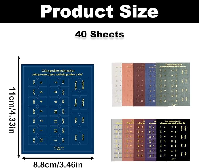 20 Sheets Planner Monthly Index Tabs, Self Adhesive Calendar Tabs Stickers, Colorful Month Separator Index Tabs for Planners Journal Notebook Study Agendas Organizers Office School Supplies
