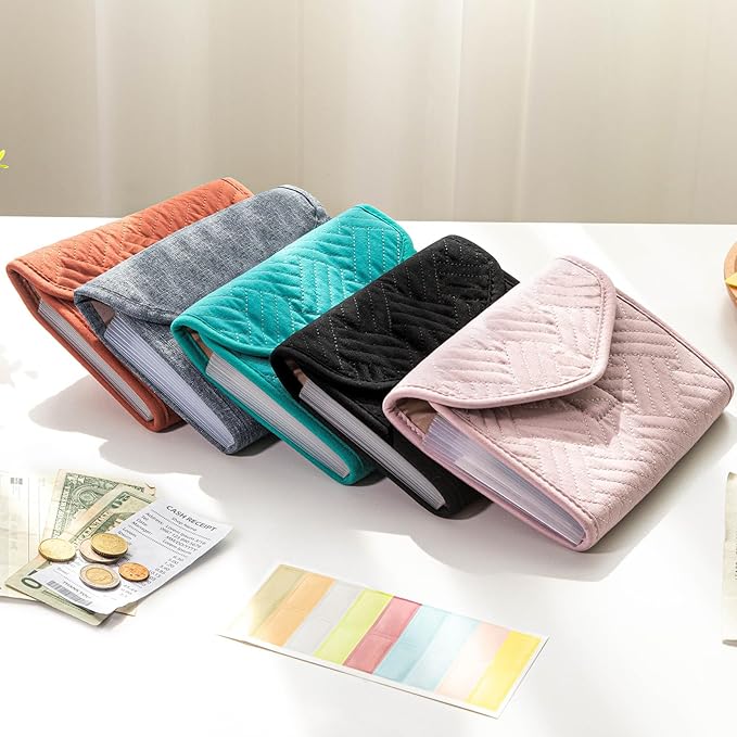 Fabric Receipt Organizer 7X5 - Receipt Holder 12 Pockets - Money Organizer - Elegant Receipt Holder - Coupon Holder - Cash Organizer - Envelope Organizer - Small Accordion File Organizer