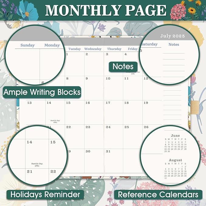 2025-2028 Monthly Pocket Planner/Calendar - Jul. 2025 - Jun. 2028 (36 Months), 3.8" x 6.4", 3 Year Monthly Planner, Back Pocket, Elastic Closure, Pen Loop, 2 Book Marks