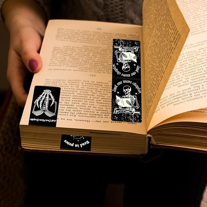 6Pcs Big Size Skeleton Christmas Magnet Bookmarks with Strong Magnet, Christmas Gothic Book Marker, Christmas Holiday Gift for Book Lovers Bookworm Bookish