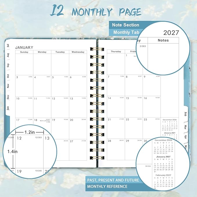 Planner 2026-2027- Academic Planner 2026-2027, JUL 2026 - JUN 2027, 6.4" x 8.5" Calendar Planner, Monthly Tabs, Hardcover, Thick Paper, Daily Organizer