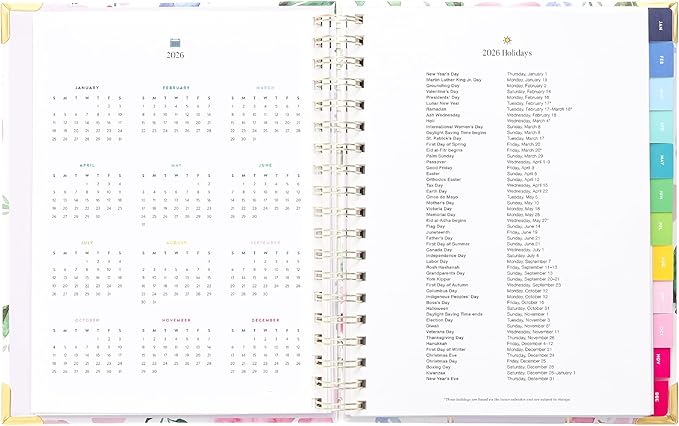Simplified 2026 12-Month Spiral Weekly Planner — Cottage Floral — January 2026 - December 2026, Calendar Year Organizer with Stickers, Pockets, and Keepsake Box