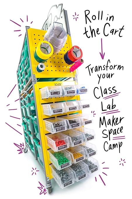 Maker Cart 2.0; Portable Maker Space with Curriculum & Activities for Classrooms & Schools (Elementary, Middle, High); Teacher Designed Science, Engineering, STEM, STEAM, DIY, NGSS Projects