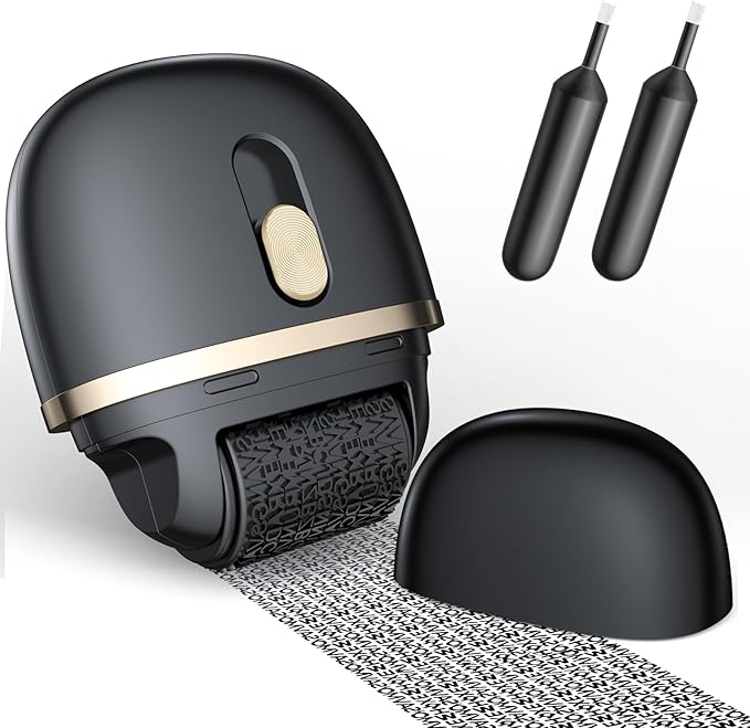 Lomil Refillable Identity Theft Protection Roller Stamp, Address Blocker Roller Stamp for Bank Statements Bill, Privacy & Security Stamp for Mail (Black, 1 Pack)