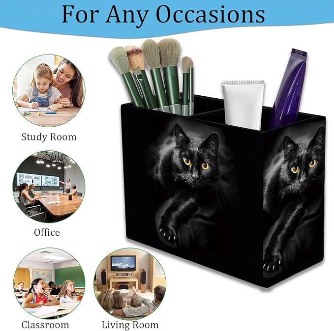 Pen Holder and Anti-Slip Mouse Pad Combination, Makeup Brush Storage Box, Tableware Storage Box, Suitable for Office and Home - Cat