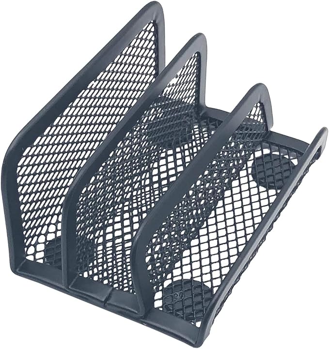 Chris.W Desktop Stacking Business Card File Holder/Stand from, 3-Tier, Metal Mesh Collection (Black)