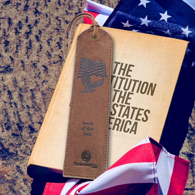 Sovereign-Gear Premium Leather Bookmark | Elegant Smart Bookmark for Men and Women | 2-Pack Leather Bookmarks with USA Flag & Eagle for Readers, Writers, and Book Lovers (7x2)
