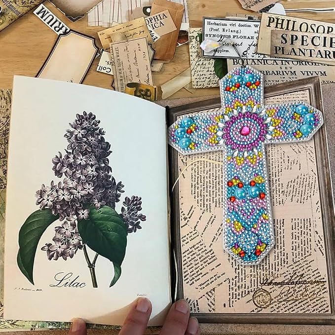 AUAUY 6 Pieces Diamond Art Painting Bookmarks 5D Diamond Art Bookmarks for Book Lovers DIY Cross Diamond Bookmark for Home Office School Class Project