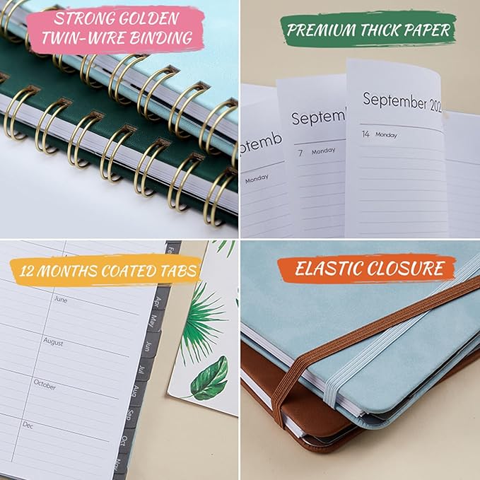 2026 Planner - Weekly and Monthly Planner 2026, Jan 2026 - Dec 2026, 6.4" x 8.5", Daily Planner Calendar Planner with Monthly Tabs, Elastic Closure, Pocket, Notes, Faux Leather Cover Yearly Agenda(Black)