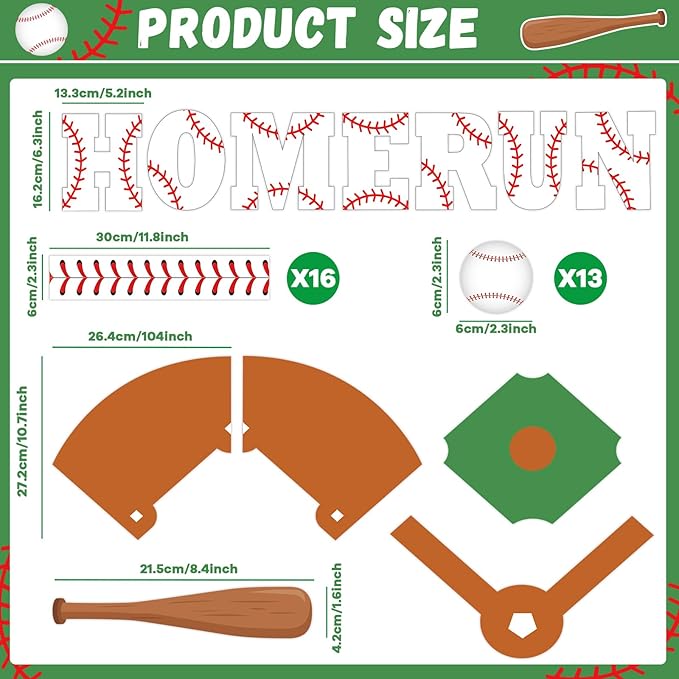 48pcs Baseball Bulletin Board Set for Back to Classroom Decorations Baseball Sports Bulletin Set Baseballs Paper Cutouts for Back Preschool Classroom Baseballs Sports Party School Wall Decor Supplies