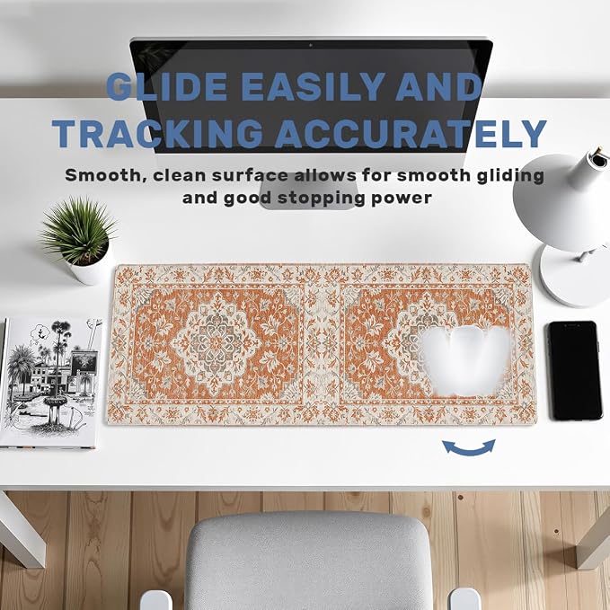Rustic Carpet Desk Mat Gaming Mouse Pad Classic Persian Floral Mousepad Computer Keyboard Pad Mouse Mat Laptop Mat 31.5 x 11.8 Mouse Pads for Desk Home Office Gaming