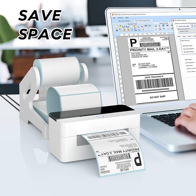 PONNOR Label Holder, Thermal Shipping Label Holder for Rolls and Fan-Fold Labels, Desktop Label Printer Accessory for Office, Home