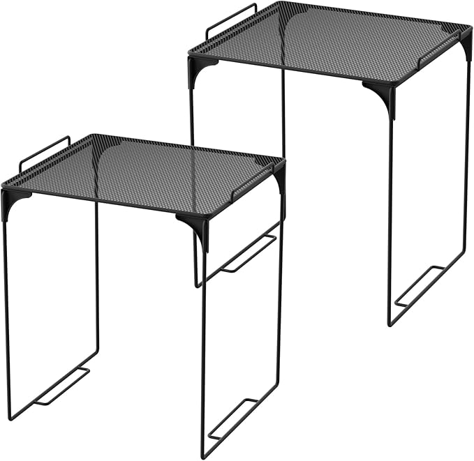 Svartur Locker Shelf for School Locker, Stackable Locker Shelves for Locker Decoration, Tall Locker Organizer Shelf for Work, Back to School Essentials Locker Accessories, Pack of 2, Black