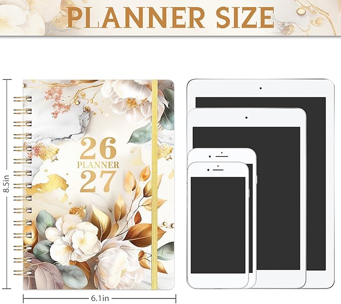 Planner 2026-2027 - Planner 26-27 Weekly and Monthly, Jul.2026 - Jun.2027, 8.5" x 6.4", 2026-2027 Calendar Planner with Monthly Tabs, Back Pocket, Sturdy Binding