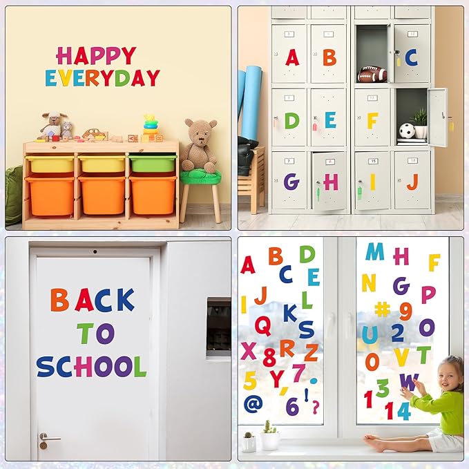 270Pcs 3In Bulletin Board Paper Letters and Numbers, Capital Letters, Numbers, Punctuation Card Stock Punch Out Letter for Classroom Poster Bulletin Board Window Door Home Decor Mailbox Sign, Colorful
