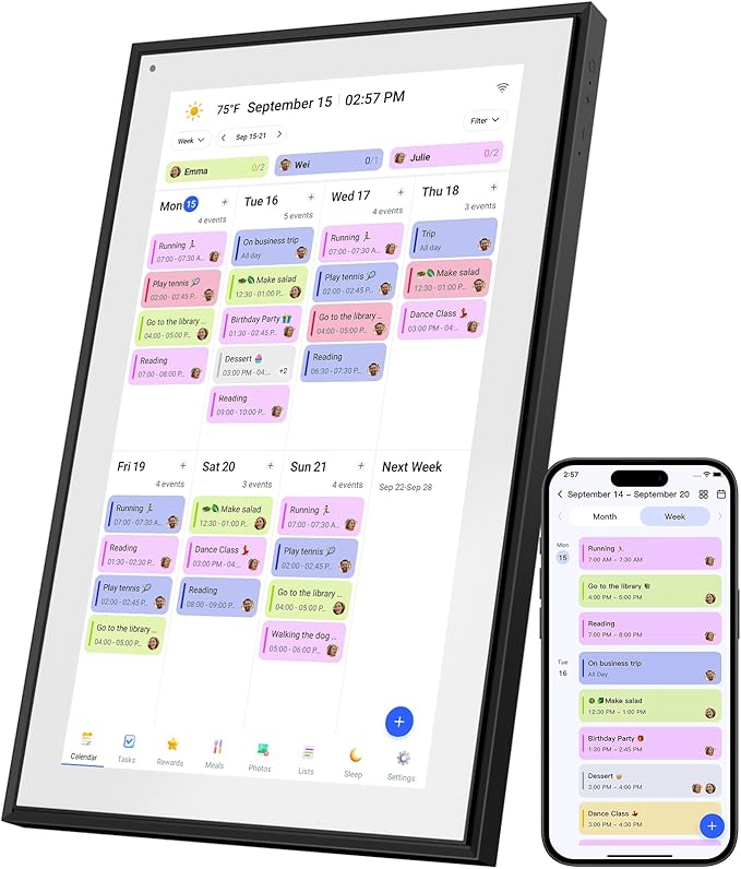 BQQJDD 21.5 Inch Digital Calendar Wall Touchscreen, Smart Chore Chart+Monthly and Weekly Planner, 1920 * 1080 Pixels Electronic Calendar, Gifts for Women Men, Gifts for Mom