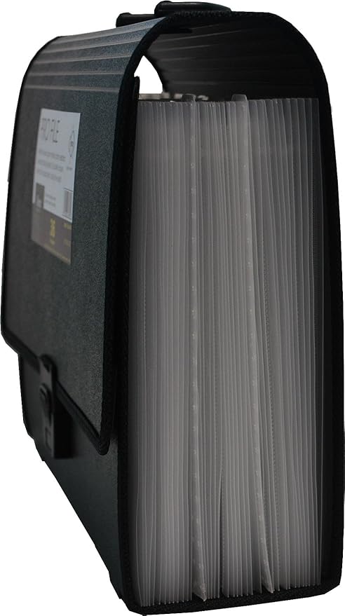 Filexec Pro File, Heavy Duty Ex panding File with Handle and Buckle, Letter Size, 36 Tabbed Pockets, Black, (46270)