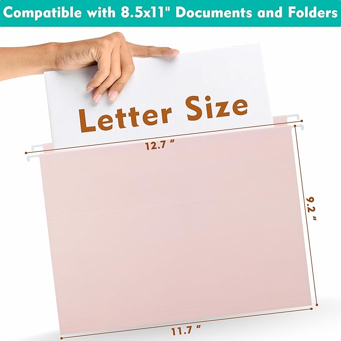 Zzrywuty Hanging File Folders, 30-Pack Letter Size Hanging File Folders with 1/5-Cut Tabs, Color File Folders Office Organizer for Filing Cabinet, Bulky Files & Medical Charts