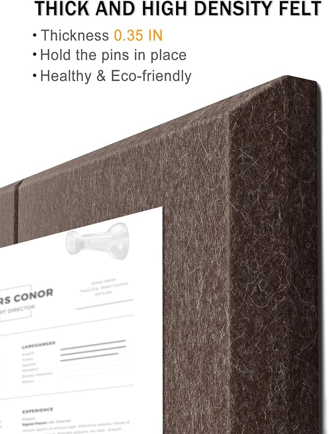 Hsurbtra Cork Board for Wall 24 x 18 Inch, 6 Pack Felt Bulletin Notice Board with Pushpins for Office Home School Farmhouse Wall Decor, Brown