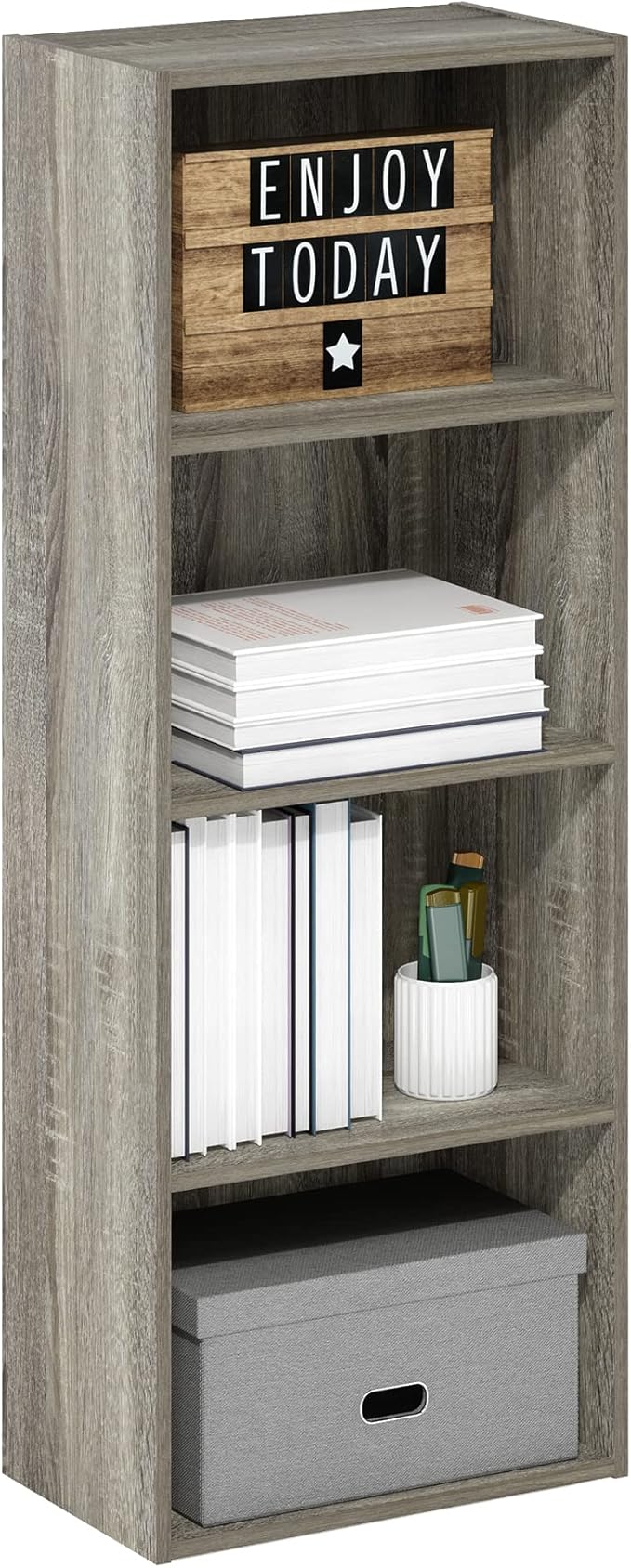 Furinno Luder Bookcase / Book / Storage, 4-Tier, French Oak