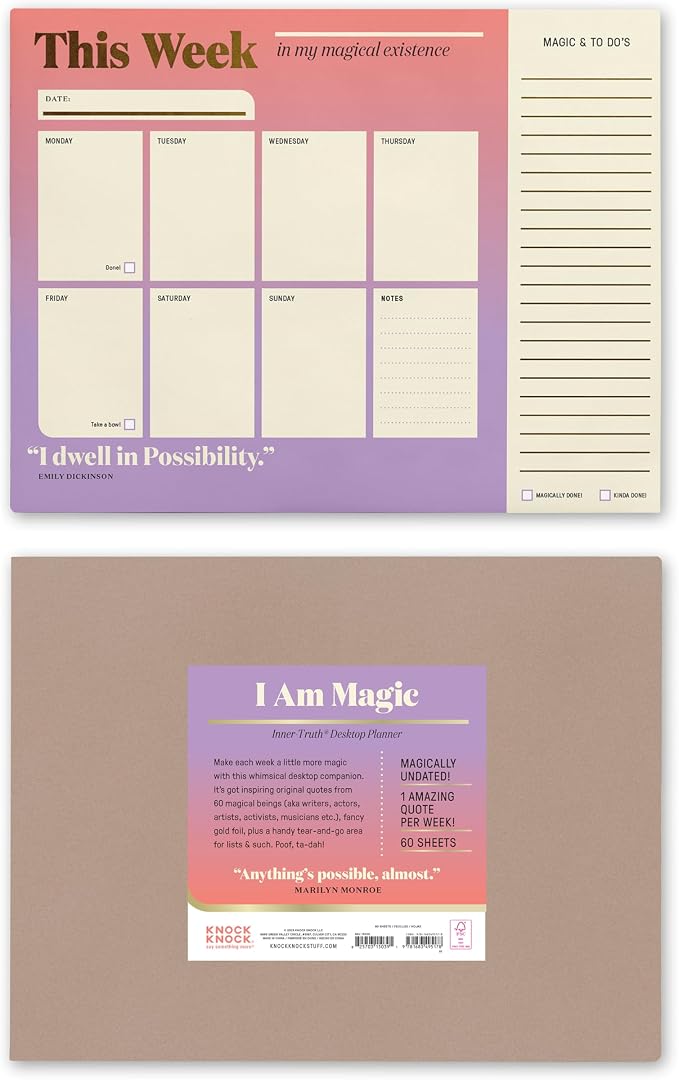 Knock Knock This Week In My Magical Existence: Inner-Truth Weekly Desktop Pad & Undated Planner for Weekly Productivity, 11 x 8.5-Inches