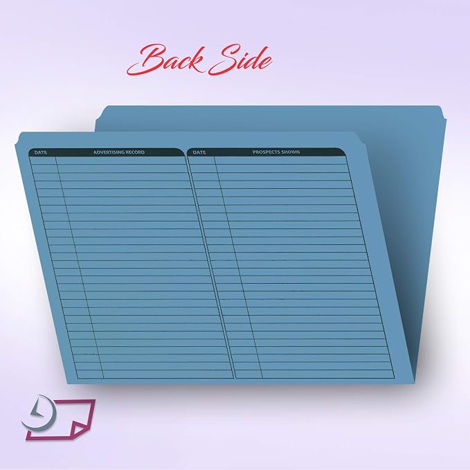 NextDayLabels - Real Estate Listing Folder - Right Panel List, Pre-Printed on Durable Card Stock with Closing Checklist and Color-Coded Dots for Organizing (Blue, Letter Size | Pack of 25)