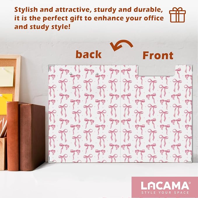 Lacama Coquette Pink Bow Clipboard for Women Students, Back to School Supplies, Preppy Girly Aesthetic Project Folders with Metal Clip or Office Classroom Desk, 12.4x9.25 in